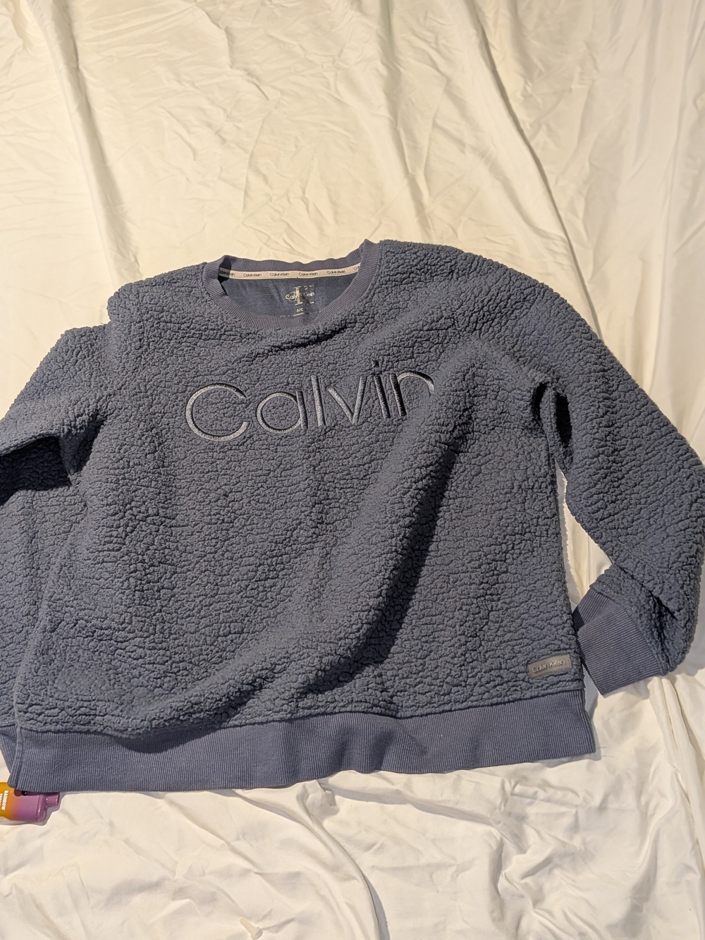 Calvin Klein Gray Sherpa Pullover with Logo Patch